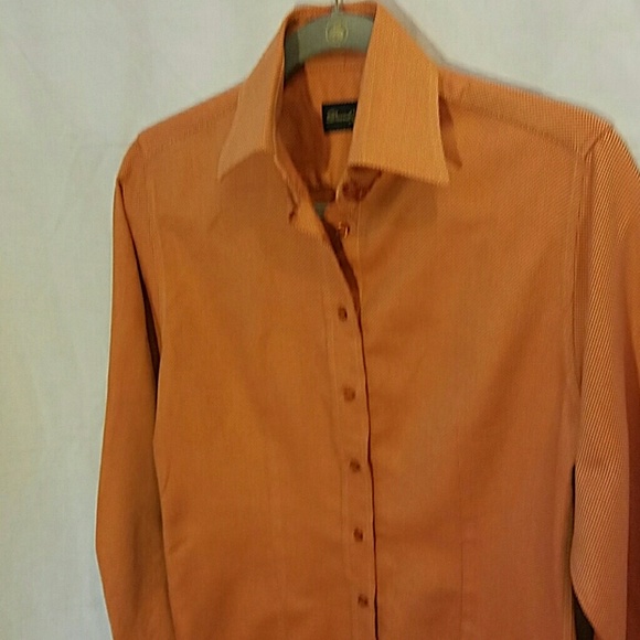 David Saddler Sz 44 Orange Darted Button Front - Picture 2 of 6